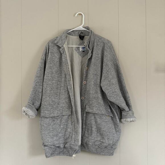 Active Elements vintage y2k 2000s heather gray button up sweater jacket Men's - Picture 1 of 6